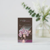 Funky Bloom Hair Floral Mod Circles Retro Abstract Visitekaartje (Staand voorkant)