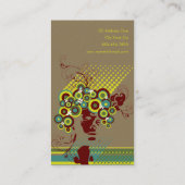 Funky Bloom Hair Floral Mod Circles Retro Abstract Visitekaartje (Achterkant)