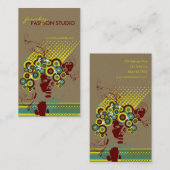 Funky Bloom Hair Floral Mod Circles Retro Abstract Visitekaartje (Voorkant / Achterkant)