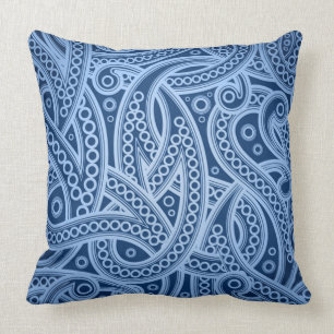 Funky Blue Abstract Paisley Pattern Sierkussen