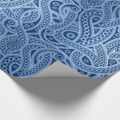 Funky Blue Abstract Paisley Pattern Wrapping Paper Cadeaupapier (Hoek)