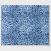 Funky Blue Abstract Paisley Pattern Wrapping Paper Cadeaupapier (Vlak)