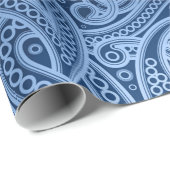 Funky Blue Abstract Paisley Pattern Wrapping Paper Cadeaupapier (Rol Hoek)