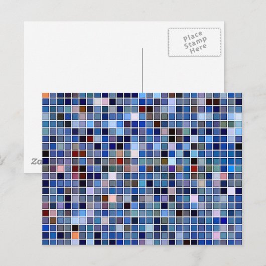 Funky Blue 'Bathroom Tiles'-patroon Briefkaart (Voorkant / Achterkant)