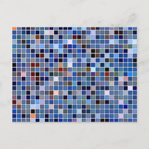 Funky Blue 'Bathroom Tiles'-patroon Briefkaart