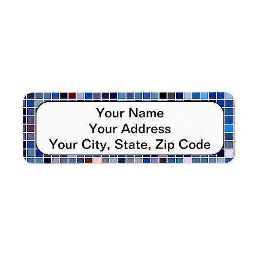 Funky Blue 'Bathroom Tiles'-patroon Etiket (Voorkant)