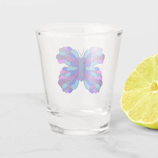 Funky Blue Butterfly Shot glass Shot Glas (Achterkant)