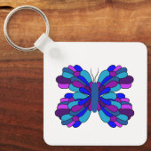 Funky Blue Butterfly Sleutelhanger (Voorkant)