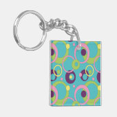 Funky Blue Circles Acryl Sleutelhanger (Voorkant Links)