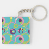 Funky Blue Circles Acryl Sleutelhanger (Achterkant)