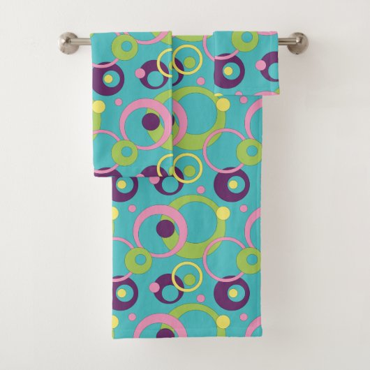 Funky Blue Circles Bad Handdoek (Insitu)