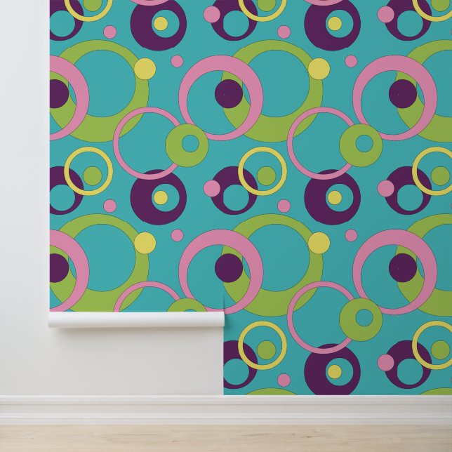 Funky Blue Circles Behang (Applicatie)