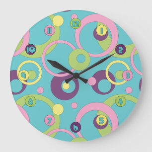Funky Blue Circles Clock Grote Klok
