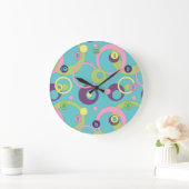 Funky Blue Circles Clock Grote Klok (Huis)