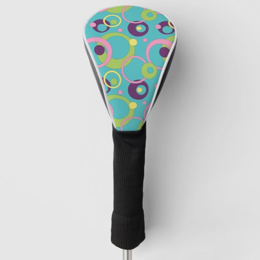 Funky Blue Circles Driver Hoesje Golfheadcover (Voorkant)