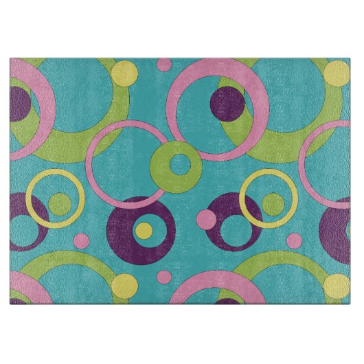 Funky Blue Circles glazen snijplank (Voorkant)