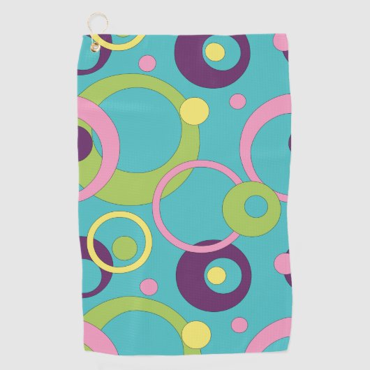 Funky Blue Circles Golf Towel Golfhanddoek (Voorkant)