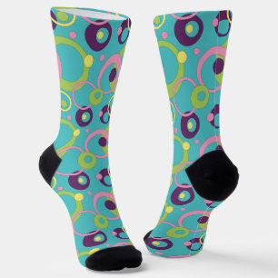 Funky Blue Circles Houndstooth Sokken