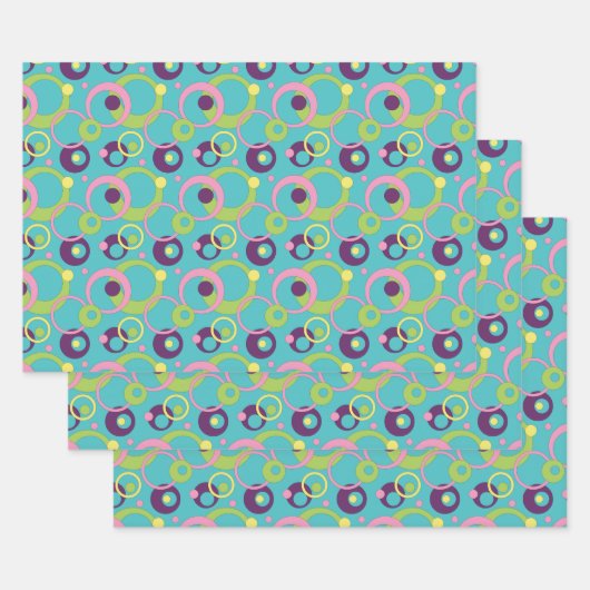 Funky Blue Circles Inpakpapier Set Vel (Set)