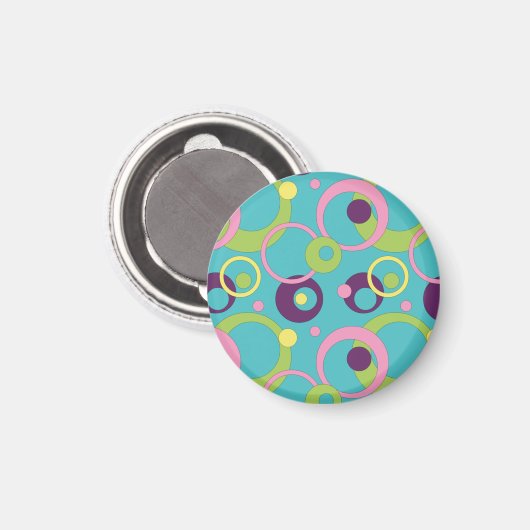 Funky Blue Circles Magnet (Voorkant / Achterkant)