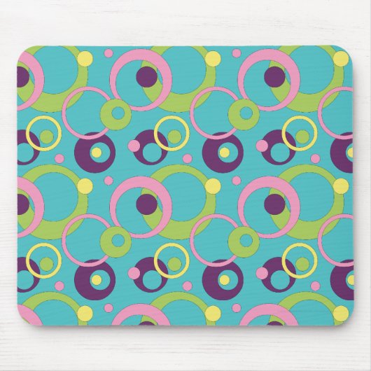 Funky Blue Circles Mousepad Muismat (Voorkant)