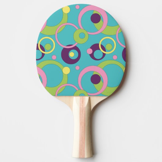 Funky Blue Circles Ping Pong Paddle Tafeltennisbatje (Voorkant)