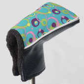 Funky Blue Circles Putter Hoesje Golfheadcover (3/4 voorkant)