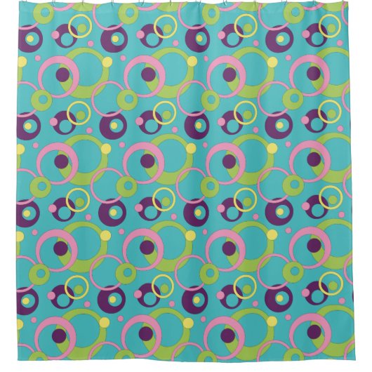 Funky Blue Circles Shower Curtain Douchegordijn (Voorkant)