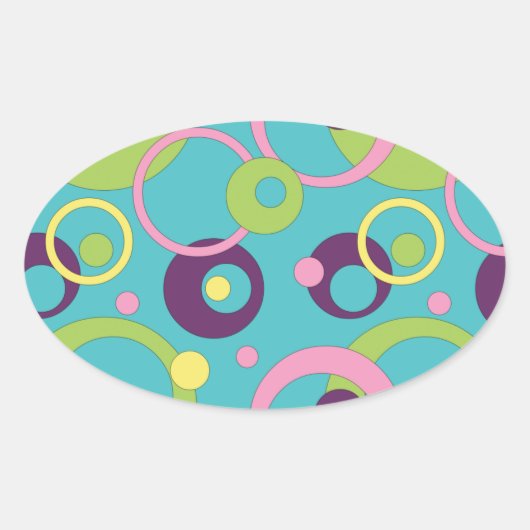 Funky Blue Circles Sticker (Voorkant)