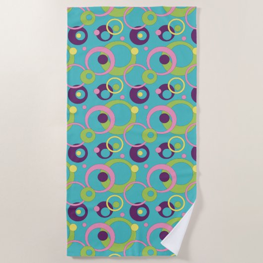 Funky Blue Circles Strandlaken (Voorkant)