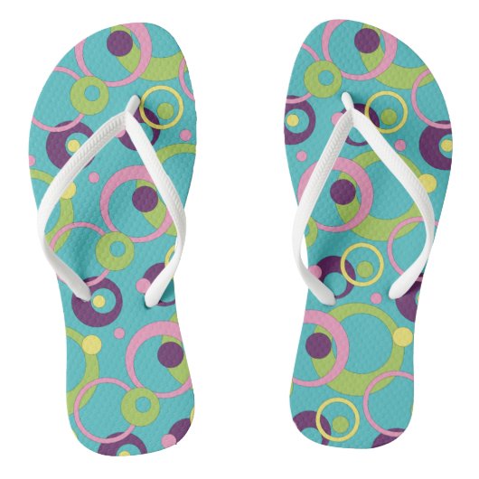 Funky Blue Circles Teenslippers (Voetbed)