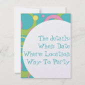Funky Blue Circles-uitnodiging Kaart (Achterkant)