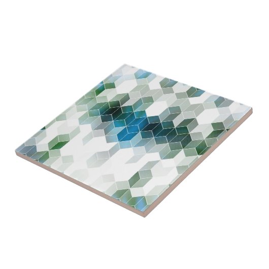 Funky Blue Cube Graphic Design Tegeltje (Zijkant)