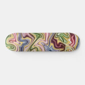 Funky Blue Dark Red Green Wave Art Patroon Persoonlijk Skateboard (Horizontaal)