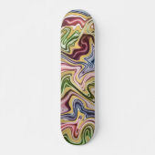 Funky Blue Dark Red Green Wave Art Patroon Persoonlijk Skateboard (Voorkant)