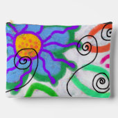 Funky Blue Flower Abstract Art Cosmetics Bag Etui (Voorkant)