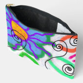 Funky Blue Flower Abstract Art Cosmetics Bag Etui (Open)