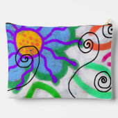 Funky Blue Flower Abstract Art Cosmetics Bag Etui (Achterkant)