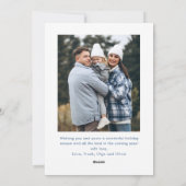 Funky Blue Merry Christmas Bow Ribbon 2 Photo Feestdagenkaart (Achterkant)