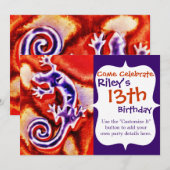 Funky Blue Paars Oranje Lizard Gecko Southwestern Kaart (Voorkant / Achterkant)