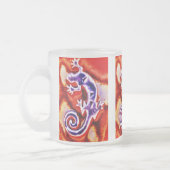 Funky Blue Paars Oranje Lizard Gecko Southwestern Matglas Koffiemok (Links)