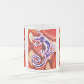 Funky Blue Paars Oranje Lizard Gecko Southwestern Matglas Koffiemok (Center)