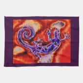 Funky Blue Paars Oranje Lizard Gecko Southwestern Theedoek (Horizontaal)