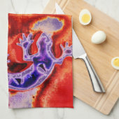 Funky Blue Paars Oranje Lizard Gecko Southwestern Theedoek (Quarter Fold)