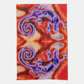 Funky Blue Paars Oranje Lizard Gecko Southwestern Theedoek (Verticaal)