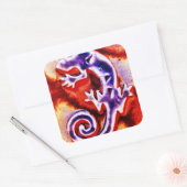 Funky Blue Paars Oranje Lizard Gecko Southwestern Vierkante Sticker (Envelop)