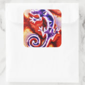 Funky Blue Paars Oranje Lizard Gecko Southwestern Vierkante Sticker (Tas)