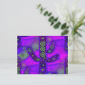 Funky Blue Paars Saguaro Cactus Mosaic Briefkaart (Staand voorkant)