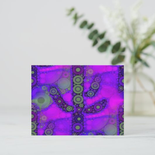 Funky Blue Paars Saguaro Cactus Mosaic Briefkaart (Staand voorkant)