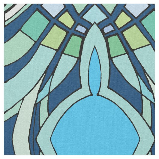 Funky Blue Pattern Stof (Close Up)